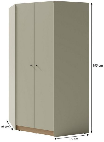 Beautysofa Eckschrank ALEX mit 2 Kleiderstangen und 8 Ablagen (erhältlich in zwei trendigen Farben (Eukalyptus oder Sandbeige) Höhe: 195 cm