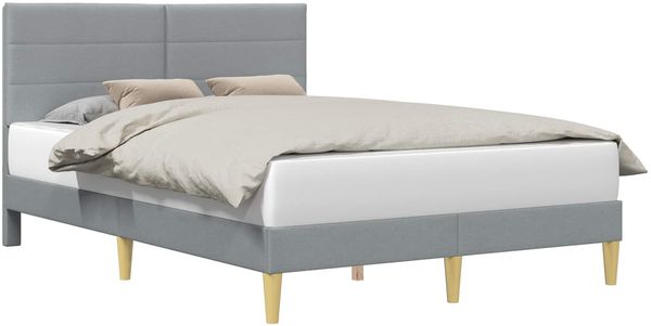 vidaXL Bettrahmen mit Kopfteil Hellgrau 140 x 200 cm Stoff 42027588 Bild 2