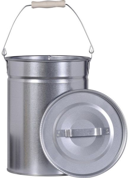 FireFix Ascheeimer mit Deckel Ø 25 cm Höhe 30 cm silber Kohlebehälter Asche