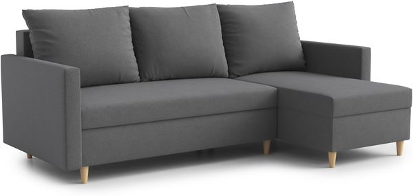 AX LIVING Walston 3-Sitzer Couch mit Schlaffunktion – Ecksofa Grau 224cm