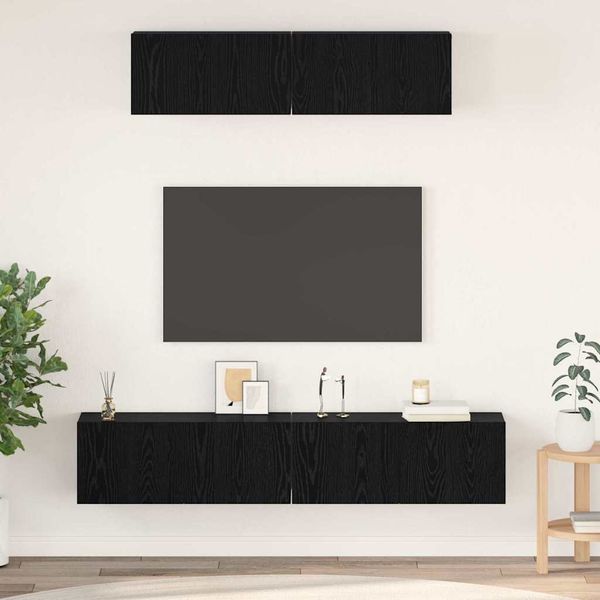 vidaXL TV-Schrankset 4 pcs Schwarz Eichen-Optik Holzwerkstoff 3393361