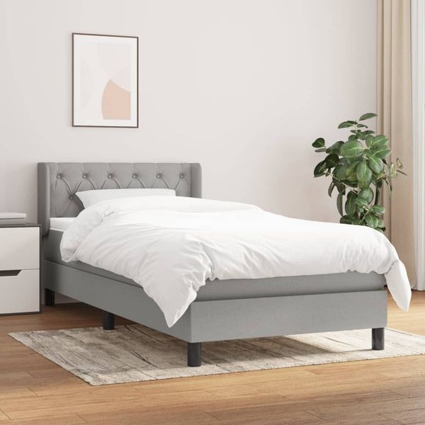 vidaXL Polsterbett mit Matratze Hellgrau 80x200 cm Stoff, Härtegrad: H2 [3129905]