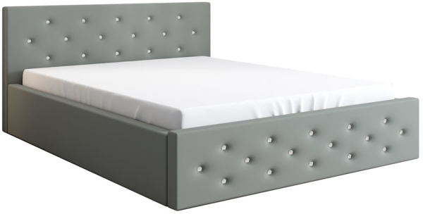 Polsterbett VALI 120x200 mit Matratze, Bettkasten und Lattenrost. Farbe: Grau 14