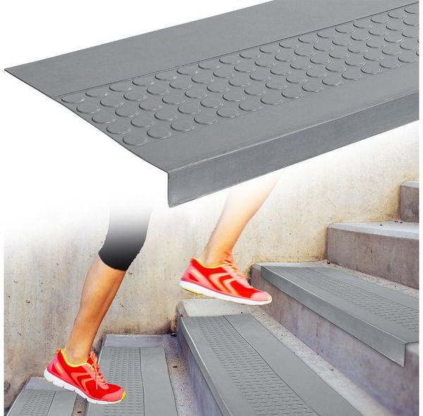 ANRO Stufenmatte Stufenschutz aus Gummi Treppenschutz Treppenmatte, Eckig, mit Coins/ Noppen Größe 30x60cm - rutschischer & anpassbar