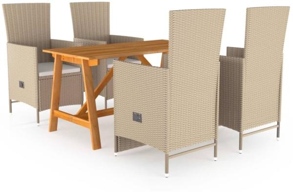 vidaXL 5-tlg. Garten-Essgruppe Beige 3068762