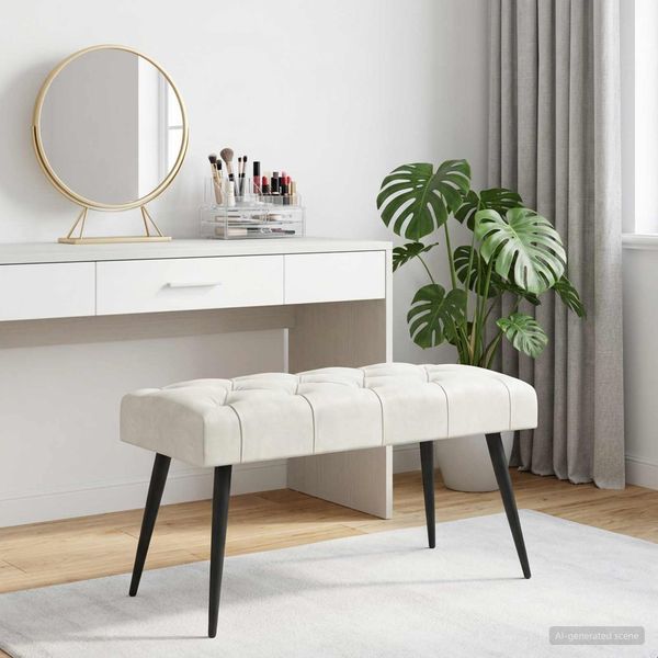 vidaXL Bank mit Knopfheftung Creme 80 x 40 x 46 cm Samt 42038565