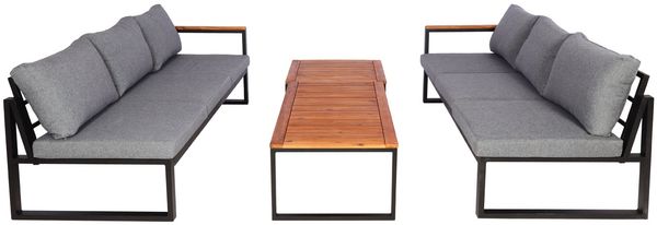 Garten-Garnitur HWC-L26, Gartenlounge Lounge-Set Sitzgruppe Sofa, Aluminium Akazie Holz MVG-zertifiziert ~ dunkelgrau Bild 6