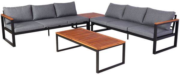 Garten-Garnitur HWC-L26, Gartenlounge Lounge-Set Sitzgruppe Sofa, Aluminium Akazie Holz MVG-zertifiziert ~ dunkelgrau Bild 7