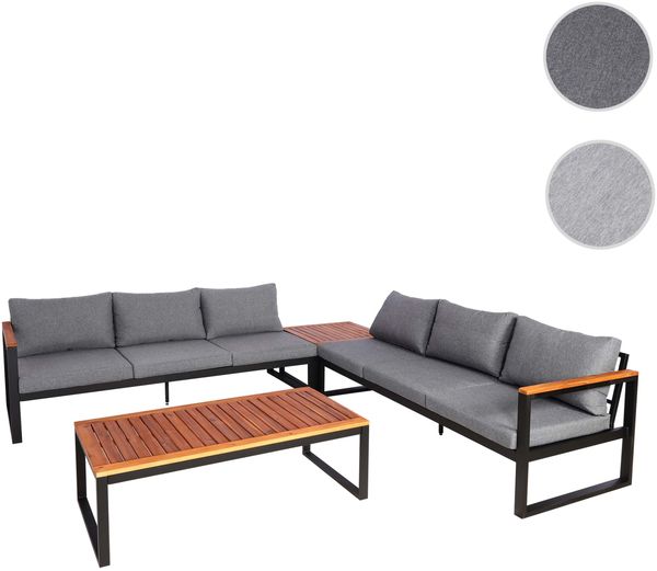 Garten-Garnitur HWC-L26, Gartenlounge Lounge-Set Sitzgruppe Sofa, Aluminium Akazie Holz MVG-zertifiziert ~ dunkelgrau Bild 10