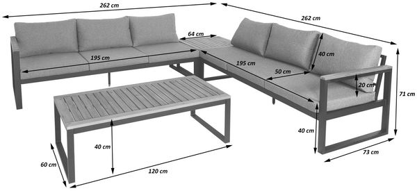 Garten-Garnitur HWC-L26, Gartenlounge Lounge-Set Sitzgruppe Sofa, Aluminium Akazie Holz MVG-zertifiziert ~ dunkelgrau Bild 3