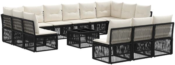 vidaXL Gartensofa-set 14 pcs Schwarz Poly-Rattan 3434389