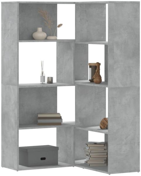 vidaXL Eck-Bücherregal 4 Böden Betongrau 85x85x140 cm Holzwerkstoff 3307813