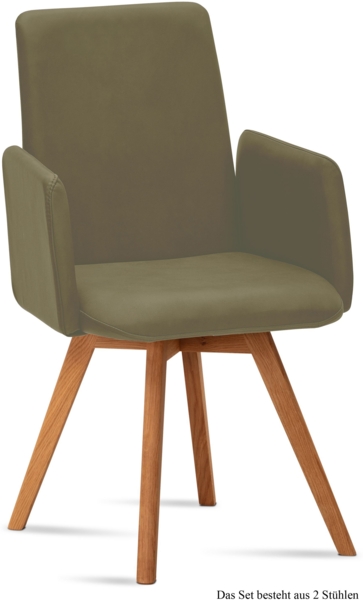 Armlehnstuhl (2er-Set) Dilys 52x92x60 Eiche geölt/Olivgrün