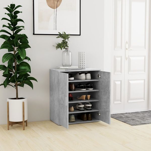 vidaXL Schuhschrank Betongrau 60x35x70 cm Holzwerkstoff 808922