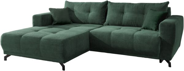Polsterecke >Renard< elektrische Sitztiefenverstellung, Cord moosgrün - 177x80x246cm (BxHx)