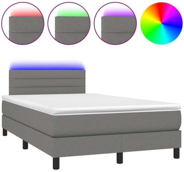 vidaXL Boxspringbett mit Matratze & LED Dunkelgrau 120x190 cm Stoff 3270047