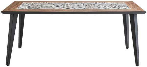 Dehner Gartentisch Lissabon, 6 Sitzplätze, 178.5 x 74 x 88.5 cm, Aluminium / Keramik, mit mediterranem Mosaik auf der Tischplatte
