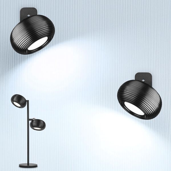 LuminexDesigns 2er Set Akku Wandleuchte Innen LED Kabellos Wandlampe Magnetisch, 360° drehbare USB Ladefunktion, Touch Dimmbar – Moderne LED Wandlampe für Wohnzimmer, Schlafzimmer, Flur Schwarz