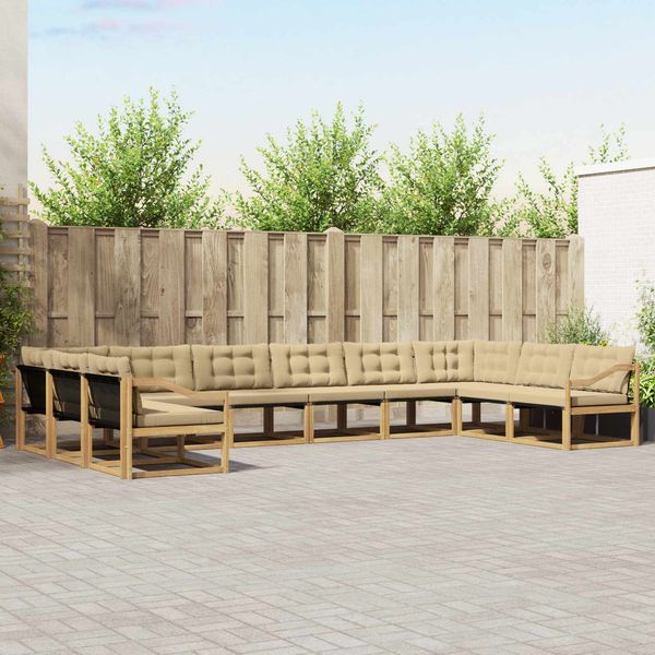 vidaXL Outdoor-Sofagarnitur mit Kissen 10 pcs Weiß und Beige 3389127