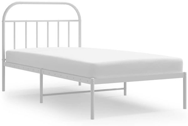 Einzelbettgestell Design für Erwachsene mit Kopfteil Metall Weiß 100x200 cm d2859e