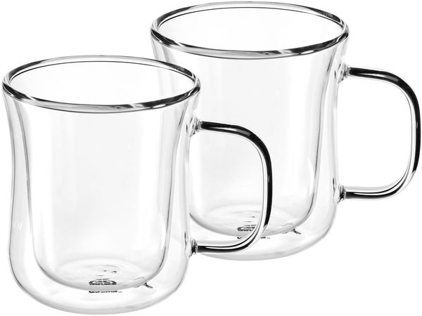 GRÄWE Doppelwandige-Thermogläser mit Henkel, 250ml, 2er Set, geschwungen