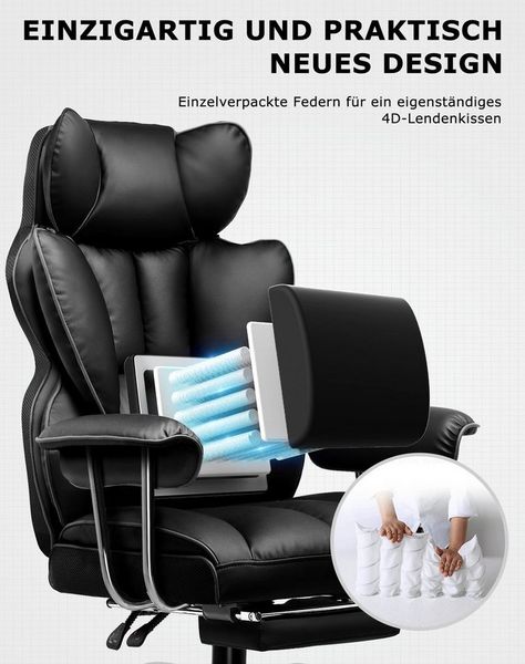GTPLAYER Gaming-Stuhl Gaming Stuhl, Gamer Stuhl, Ergonomischer Bürostuhl Stoffoberfläche (Packung), Schreibtischstuhl Chefsessel mit Fußstütze höhenverstellbar kunstleder