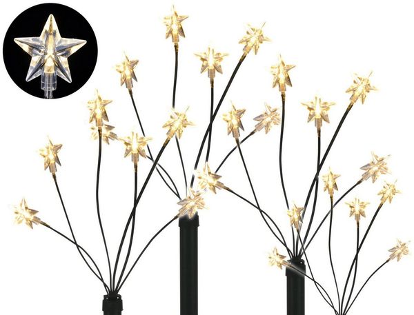 Spetebo LED-Leuchtzweig LED Garten Leuchtstäbe Stern 24 LED - 4er Set, 24-flammig, für den Außenbereich geeignet