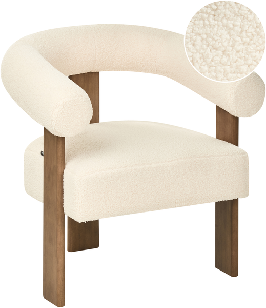 Sessel ILBRO Bouclé Cremeweiß Dunkelbraun