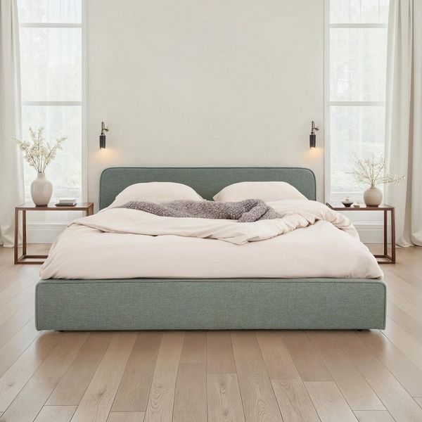 IDIMEX Polsterbett MARINI, Bett 140x200 cm mit Lattenrost Doppelbett mit Kopfteil- grün