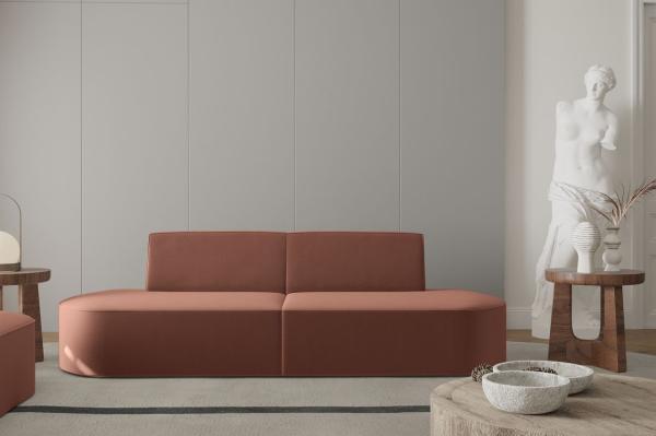 Sofa Designersofa 2-Sitzer MILOT in Stoff Opera Velvet Rotbraun