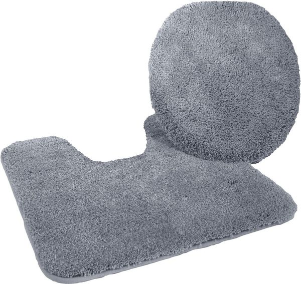 KiNZLER Badematte Chaozhou, Höhe 20 mm, rutschhemmend beschichtet, fußbodenheizungsgeeignet, Polyester, 2-tlg. Stand-WC Set, Badteppich, Uni Farben, weich, als rechteckig, rund & Set erhältlich
