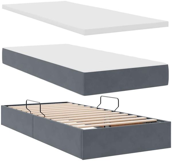 vidaXL LED-Speicherbett mit Matratze Dunkelgrau 100 x 200 cm Samt 3371494 Bild 9