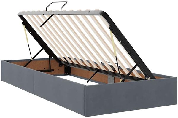 vidaXL LED-Speicherbett mit Matratze Dunkelgrau 100 x 200 cm Samt 3371494 Bild 7