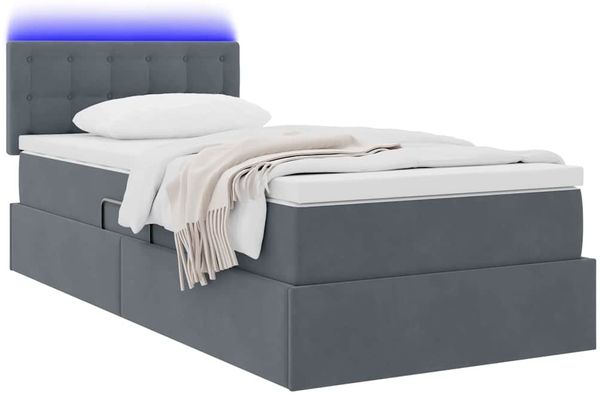 vidaXL LED-Speicherbett mit Matratze Dunkelgrau 100 x 200 cm Samt 3371494 Bild 3