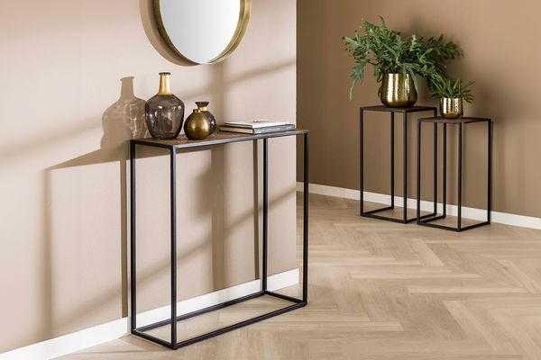 KAWOLA Schminktisch ROIC Konsolentisch Metall bronze 75 x 25 x 75 cm