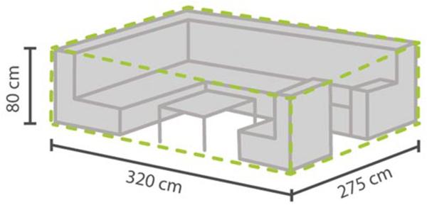 Perel Wetterfeste Schutzhülle Abdeckung für rechteckiges Garten Lounge Set, 320x275x80