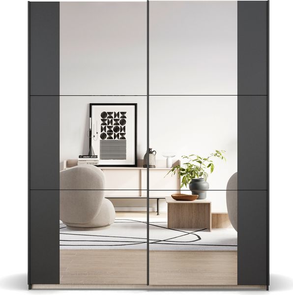 rauch Kleiderschrank; Schwebetürenschrank KRONACH, 2-türig, 2 Spiegeltüren, Graumetallic, 175x210x59xcm Bild 2