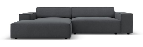 Micadoni Ecksofa Jodie 3-Sitzer Links Strukturierter Stoff Dunkelgrau
