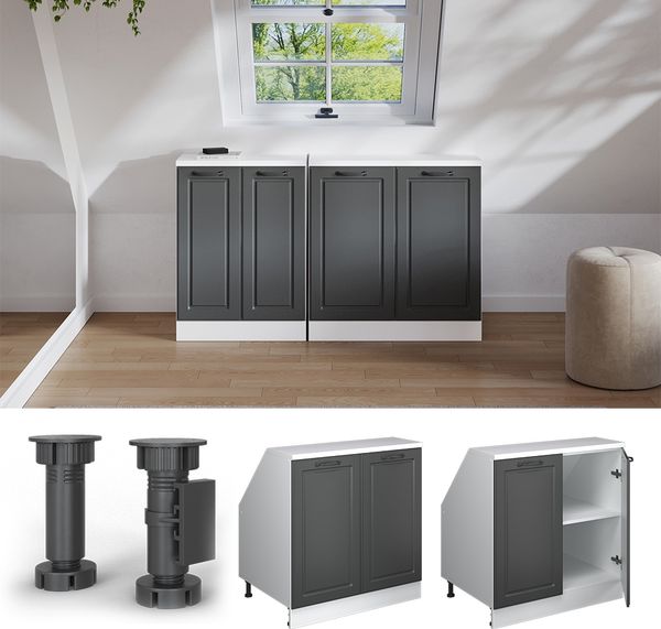 Dachschrägenschrank Rion Anthrazit Landhaus 80 x 81.6 cm mit 2 Türen, Schrankkorpus 60 cm Tiefe Vicco Bild 5