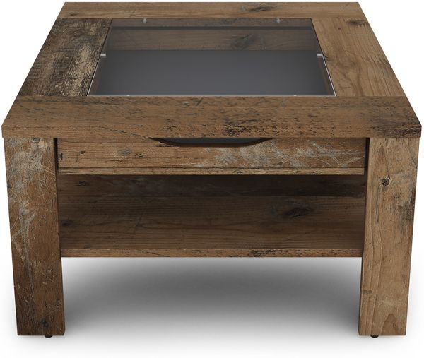 byLIVING Couchtisch RALPH / moderner Sofatisch mit Glaseinlage und großzügiger Schublade in Old Wood-Optik / Beistelltisch mit viel Stauraum / B 67, H 43, T 67 cm Bild 3