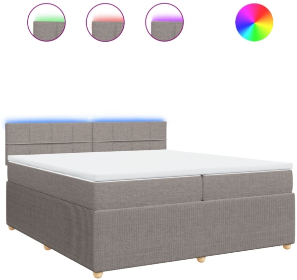 vidaXL Boxspringbett mit Matratze Taupe 200x200 cm Stoff 3289867