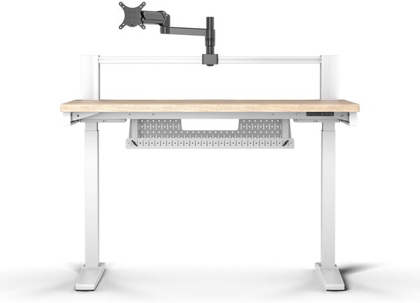 Corsair Platform:4 Elevate – 120x76 cm, Verstellbarer Höhe, Electric Stehender Computer Home Office Gaming-Schreibtisch, USB-Anschluss, Monitorarm Inbegriffen – Weißkiefer Beize