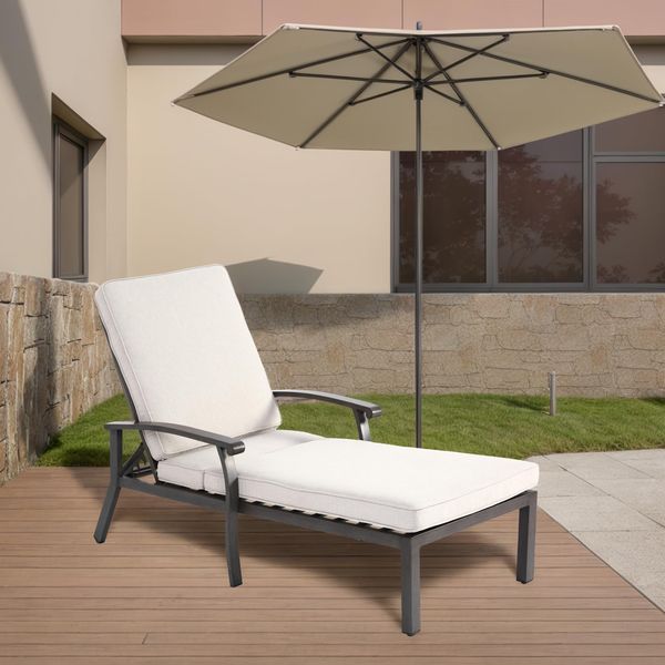 Ball & Cast Sonnenliege aus Rostfreiem Aluminium, Liege mit Verstellbarer Rückenlehne und bequemen Kissen, Wetterfest und UV-beständig, 204 x 68 x 100 cm, Beige