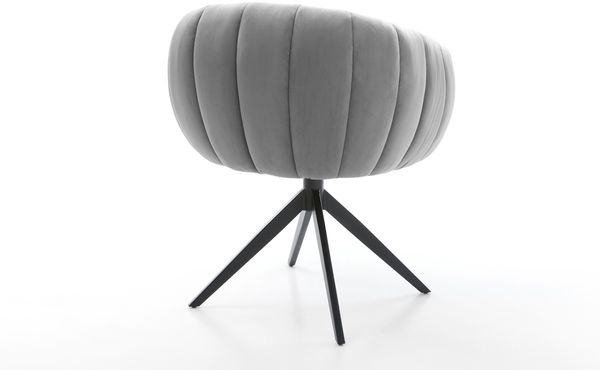 Drehstuhl Jada-Flex Samt Grau Kreuzgestell breit Schwarz 360° drehbar Wippfunktion Taschenfederkern Bild 5