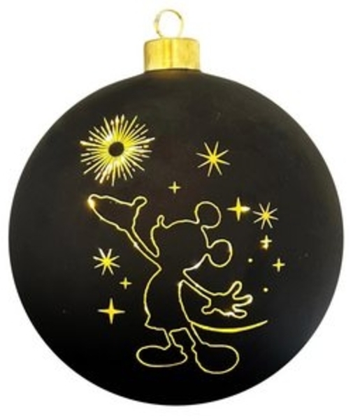 Christmas Inspirations Mickey Mouse Weihnachtskugel 15 cm beleuchtet – Ornament Glaskugel mit LED warmweiß Disney Galaxie Kugel – Offiziell lizenziert, batteriebetriebene Weihnachtsdeko & Sammlerfigur Bild 6