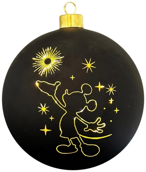 Christmas Inspirations Mickey Mouse Weihnachtskugel 15 cm beleuchtet – Ornament Glaskugel mit LED warmweiß Disney Galaxie Kugel – Offiziell lizenziert, batteriebetriebene Weihnachtsdeko & Sammlerfigur Bild 1