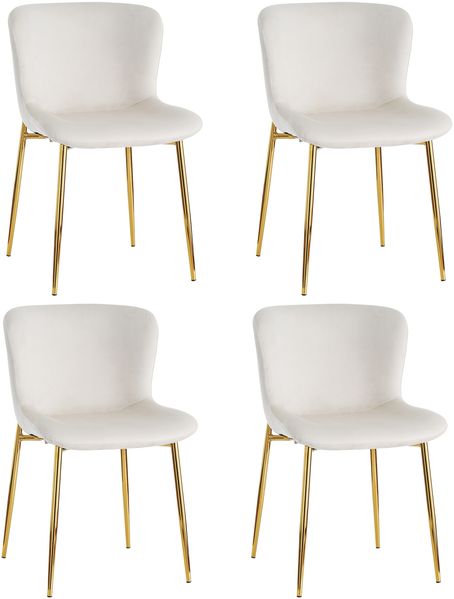 Stuhl 4er-Set, Samt beige mit vergoldeten Metallbeinen, leicht (6,6 kg) und belastbar bis 150 kg,52x54x82 cm Bild 6