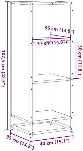 vidaXL Bücherregal Grau Sonoma 40x35x107,5 cm Holzwerkstoff 849112 Bild 9