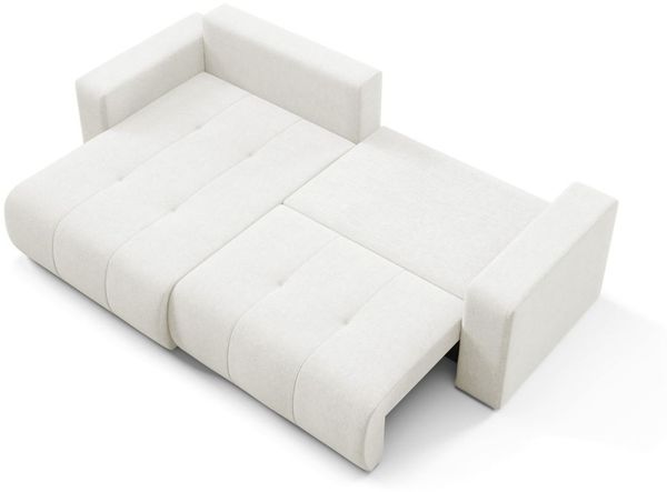 Ecksofa Sofa mit Schlaffunktion AUGUSTO in Stoff Wind Creme Ottomane Links Bild 2