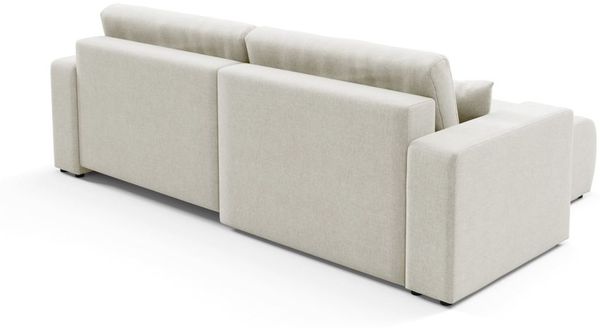 Ecksofa Sofa mit Schlaffunktion AUGUSTO in Stoff Wind Creme Ottomane Links Bild 5